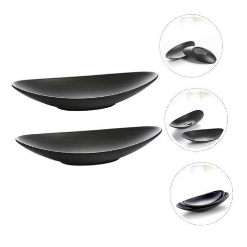 2 platos de melamina negra para sushi y aperitivos miniatura 7
