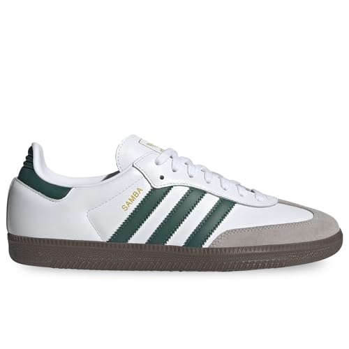 Image of adidas Samba OG Men's Shoes, Cloud White /Collegiate Green /Clear Granite, Size 9