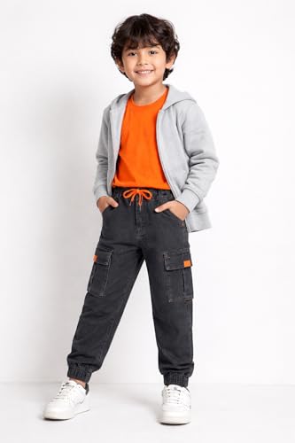 Image of Bold N Elegant Comfy Kid's Trendy Cool Print Washed 6 Pocket Denim Elasticated Jeans Joggers Pant for Baby Boys Girls