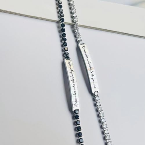 Remember Who The Fuck You Are Bracelet, Motivational Crystal Energy Chain Bracelets Inspirational Stainless Steel Engraved Bracelet For Women Men Jewelry Gift2