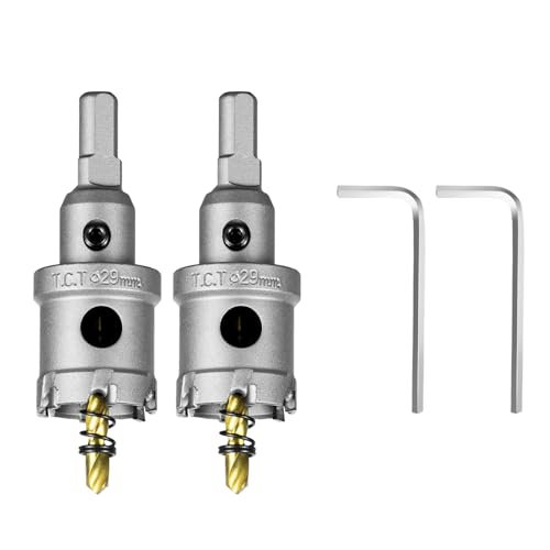 Image of SALI 1-1 /8 inch (29mm) TCT Hole Saw Kit Tungsten Carbide Tipped Hole Saw Drill Bit with Titanium-Plated Pilot Drill bit for Metal, Stainless Steel, Iron, Wood, Plastic 2pcs