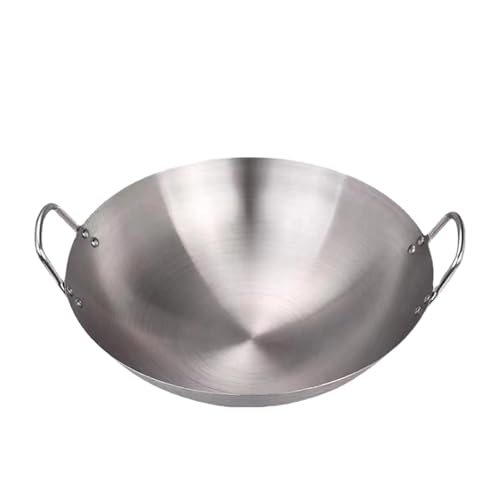 SiaBiced Wok de Acero Inoxidable con Fondo Redondo - Sartén Ligera para Saltear y Freír Alimentos, Cocina como un Chef - 38CM
