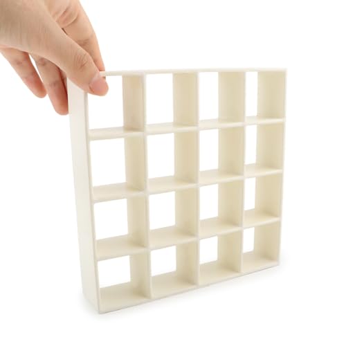 Meuble miniature en bois 1:12 avec 16 étagères à grille pour maison de poupée beige