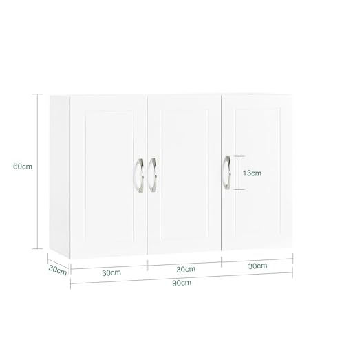 SoBuy Wall Cabinet Laundry Room, Medicine Cabinet for Kitchen Bathroom Garage, Wall Storage Cabinet with Adjustment Shelves, White FRG231-L-W