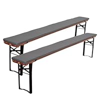 EBETA Bierbankauflage Sitzauflage Boden Rutschfester Bankauflagen Bierbank-Auflage wasserabweisend Mit Schnalle 220x25x3 cm (Anthrazit, 2 Stück)