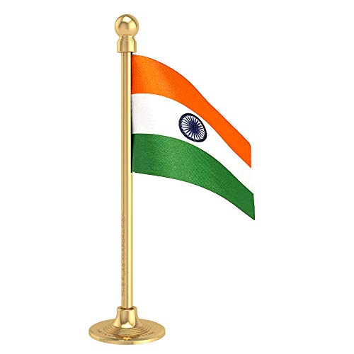 Image of The Flag Corporation Indian Car Dashboard Flag 2in x 3in With a Sublime Gold Stainless Steel Base