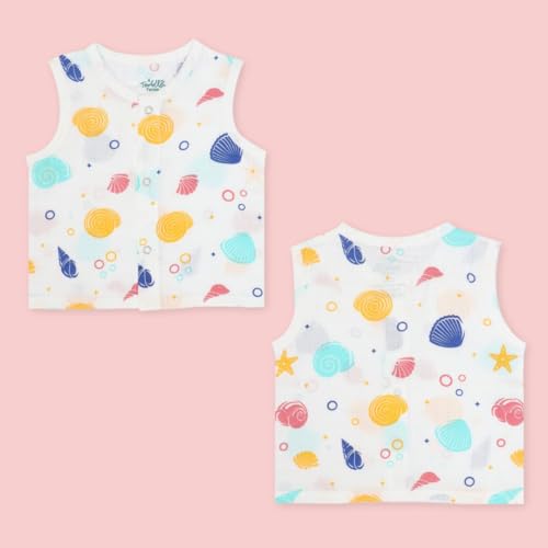 A toddler thing - Organic Cotton Muslin Button Jabla | White Jhabla | Pack of 5 | Size - Newborn, 0-3, 3-6, 6-9, 9-12 months | For Boys & Girls | Summerwear Jabala | Sleeveless Vest | Baby Products