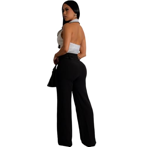 QZKLWG Women's sexy V-neck club casual jumpsuit with button decoration and back hollow out jumpsuit M by QZKLWG - Used condition - Image 5