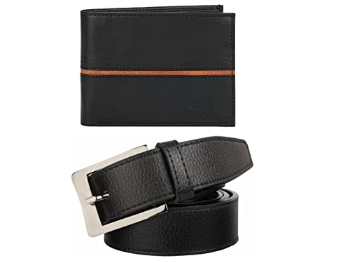 Image of Amicraft PU Leather Gift Combo Set|Gift |Wallet and Belt Gift For Him Light Weight Tan Wallet for Men 6 Card Slots PU Leather Formal & Casual Belt Free Size Upto 42 Inches|(Black)