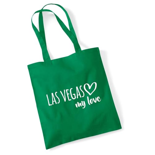 huuraa borsa della spesa Las Vegas my love Borsa regalo Kelly Green 10 litri cotone Las Vegas my love Presente
