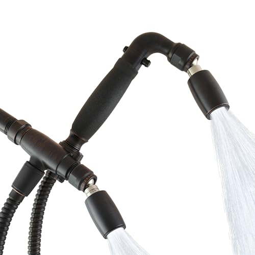 High Sierra® - Solid Metal 4-Way Combo CLASSIC™ Fixed and Hanheld Shower Heads with Slipped Free Rubber Grip. Run Separately or Both at Full Flow - 1.8 GPM per Shower Head - Oil Rubbed Bronze Finish