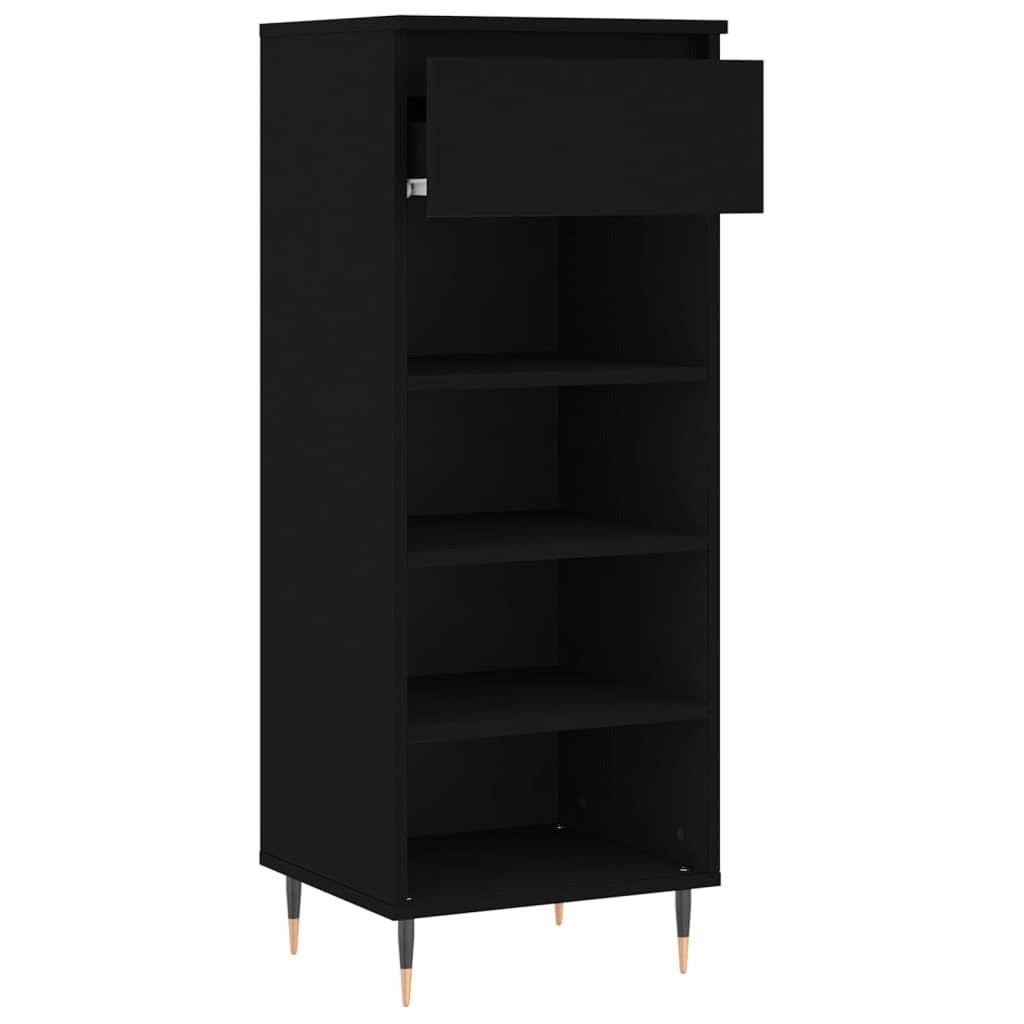 Stojak na buty ze sklejki Czarny 40x36x105 cm
