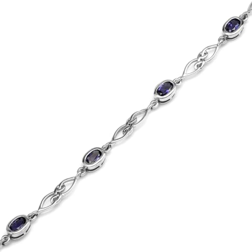 Image of Silvershake Birthstone Gemstones White Gold Plated or Yellow Gold Plated 925 Sterling Silver Scroll /Filigree Celtic Knot Weave 7.25 to 8.75 Inch with Adjustable Extension Bracelet Jewelry for Women