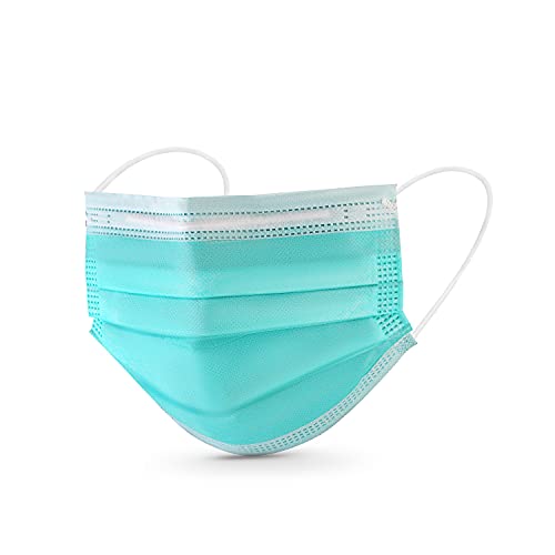 Image of ASGARD Nonwoven Fabric Disposable Multilayer Protective Mask (Green, Pack of 50) for Unisex