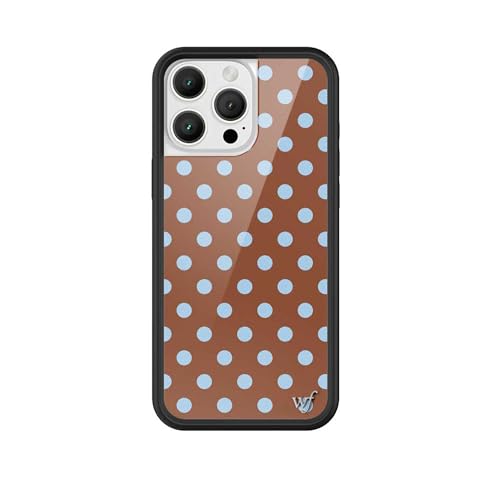 Image of Wildflower Cases - Compatible with iPhone 16 Pro Max | Protective Black Bumper, 6.5ft Drop Test Certified, Women Owned Small Business | Spots Aesthetic Trendy Cute | Polka Dot - Brown & Blue