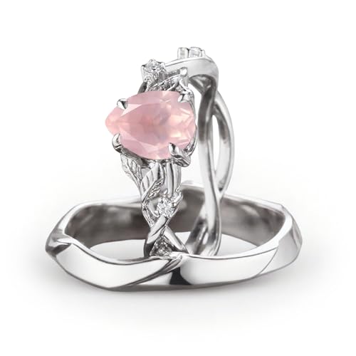 10K 14K 18K Gold 2.0ct Pear Gemstone Engagement Rings for Couples Nature Inspired Birthstone Leaf Vine Promise Anniversary wedding Jewelry for his and hers Bridal Set Size 4~15