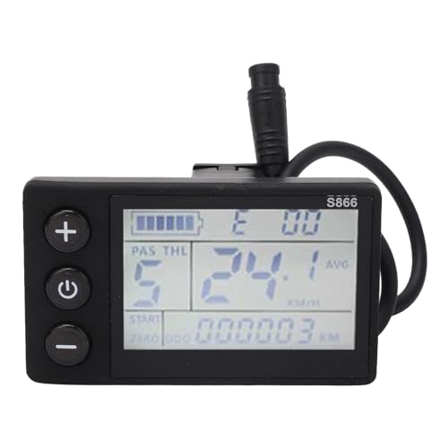 S866 Electric LCD Display Meter, 24V 36V 48V 60V E Bike ConversionMeter Control Panel with 6P Connector Plug