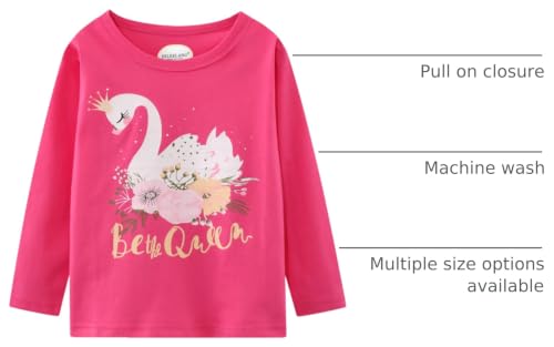 Image of Girl Long Sleeve Shirts Christams Tops Tees Cotton Casual Stripe Crewneck Graphic Jersey Tunic T-Shirts 3 Packs Sets