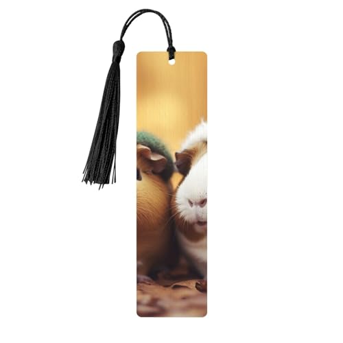 タッセル付きかわいいモルモットのしおり、女性、男性用の木製ブックマーク、本好きのためのハンドメイドブックマーク、読書ページマーカー木製タグオーナメント、誕生日教師へのギフト。