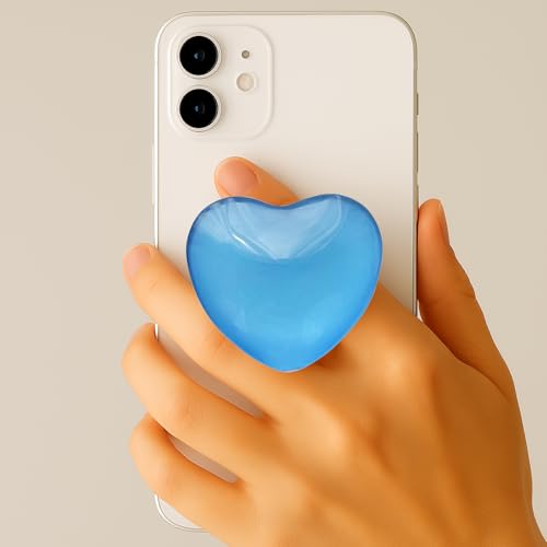 Soporte de resina translúcida azul en forma de corazón para iPhone 5