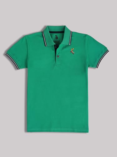Image of Li'l Tomatoes Boys Pique Polo T-Shirt | Solid Collar Half Sleeve Casual Summer Wear | Soft & Breathable Cotton Blend | 3-15 Years