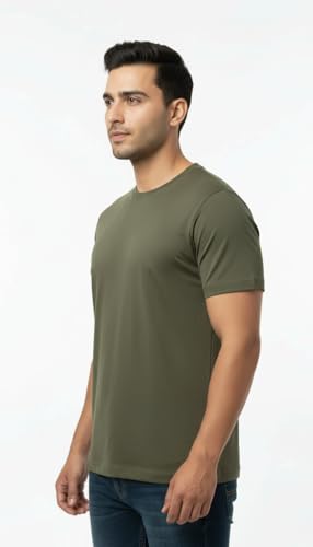 Image of Men's 100% Supima Cotton Crew Neck T-Shirt - Classic Slim Fit, Ultra-Soft Breathable Fabric, Short Sleeve Solid Tee