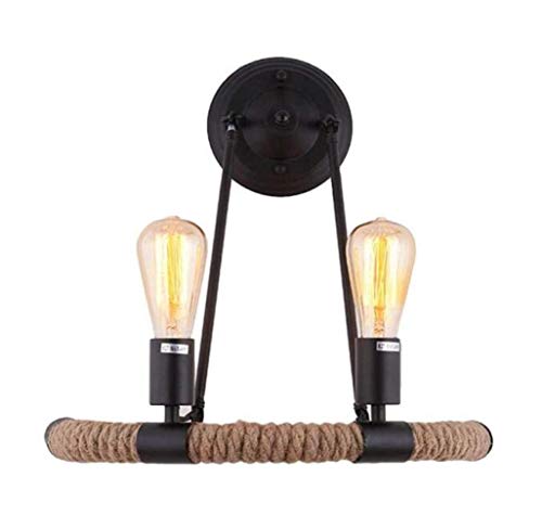Applique murale créative en corde de chanvre et suspension métal noir rétro