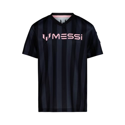 Image of Messi Boys' Lifestyle Short Sleeve Top, Loose-fit V-Neck Shirt with Logo, Comfortable