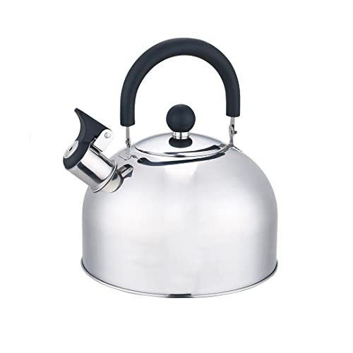 Whistling Kettle 2.5 Litre Stainless Steel Stovetop Kettle Camping Kettle Travel Kettle HTUK® (Silver)