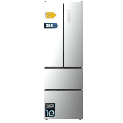 Cecotec Amerikanischer Kühlschrank mit französischer Tür, 395 l, Total No Frost Bolero CoolMarket Combi F2D 395 Edelstahl E. Höhe 201 cm und 59,5 cm Breite Max Inside, mit VIP-Tech, Cool Matrix