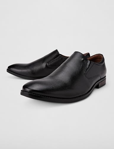 Image of Louis Philippe Men Premium Leather Breathable Lining Material Anti Slip with Heel TPR Sole Casual Slip-on Shoes
