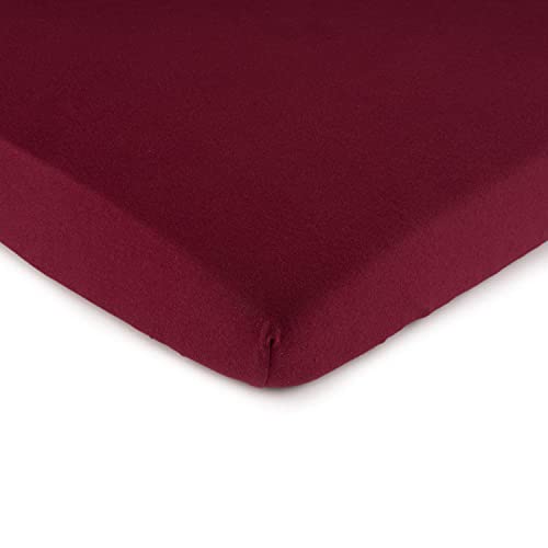 Image of SheetWorld 100% Cotton Jersey Fitted Crib Toddler Sheet 28 x 52, Burgundy, Made in USA