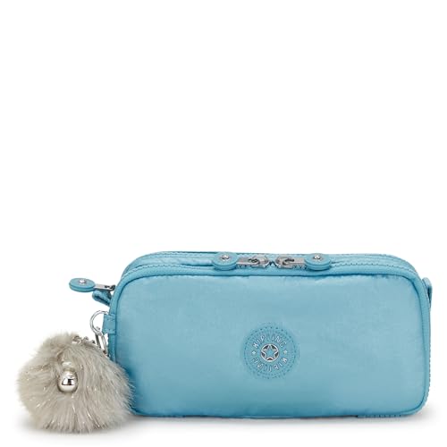 Kipling Bolsa de cosméticos feminina Chap Gm, Aqua Tides Metallic, 8.25''L x 4.25''H x 2.25''D, Kipling Bolsa de cosméticos feminina Chap Gm