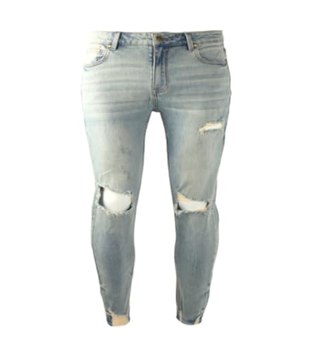 Men's Retro Distressed Washed Ripped Jeans with Stretchy Slim Fit for Daily Comfort Jeans - Main Image