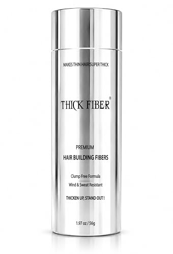 Image of THICK FIBER Fibers for Thinning Hair & Bald Spots - Conceals Hair Loss in Seconds - Volume Powder for Women & Men (Black, 56 g (Pack of 1))
