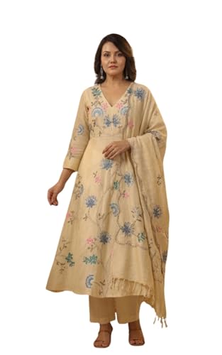 Costume traditionnel de fête indien en coupe anarkali élégante avec broderie florale raffinée