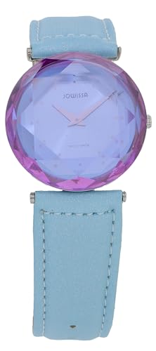 JOWISSA Damenuhr Cubic Zirkonia Lederarmband blau J6.029.M