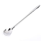 sécurité 5.Dishwasher Excellence d\'argent à long manche en acier inoxydable cuillère de crème glacée Sundae Dessert ronde cuillères à café instrument européen Art de la table NOUVEAU (Color : Silver, Size : M)