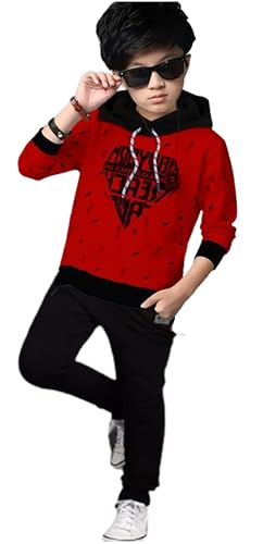 Image of LilBits Boys Summer Co Ord Set | Cotton Blend Printed T-Shirt & Track Pants Outfit | Kids Casual Top Bottom Clothing Set 2-16 Years