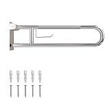 Toilet Grab Bar, Fold Down Grab Bar with Paper Holder, Knurled Anti-Slip Grab Bars for Toilet, Stainless Steel Handrails Toilet for Seniors Disabled Elderly Pregnant, Brushed Nickel, 30 Inch