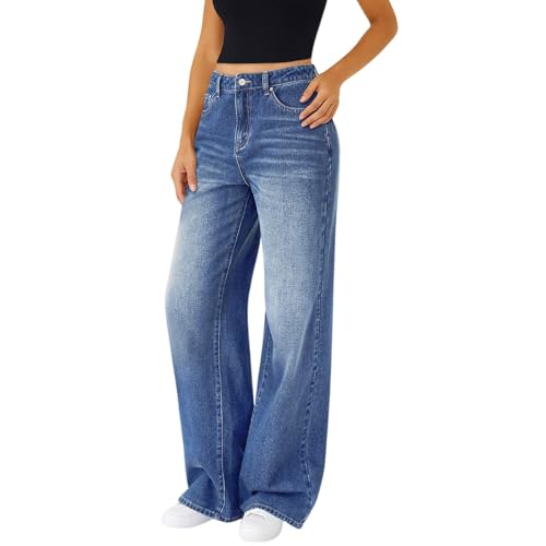 Wide Leg Jeans Women High Waisted Cinch Baggy Jeans Y2k Cute Plus Size Boyfriend Jean Stretchy Distressed Mom Jean3