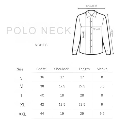 KAJARU Men's Polyester Blend T Shirt with Spread Collar Neck Line Zipper Closure Full Sleeves Solid Pattern Regular Fit and Standard Length 9