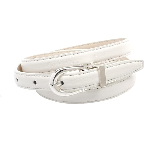 Ceinture blanche Anthoni Crown 90 cm en cuir pour illuminer vos tenues