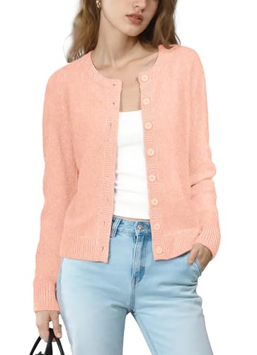 Urban CoCo Women's Lightweight Button Up Cardigan Sweater Long Sleeve Open Front Knit Sweaters Jacket