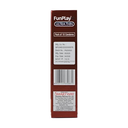 Image of FunPlay Ultra Thin Chocolate Flavoured Condoms - 10 Pcs | Premium Latex Condoms for Men | Extra Sensitive Feel with Smooth Lubrication | Discreet & Safe Protection