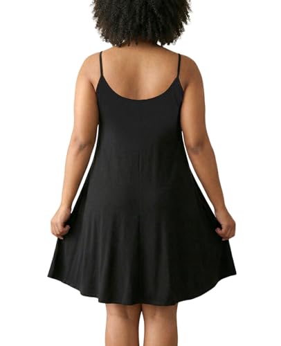 Image of 7th Element Women's Plus Size Slip Dress, Spaghetti Strap Summer Cami Sundress & Nightgown, Under Dresses & Beach Cover-up
