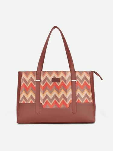 Image of ZOUK Handcrafted Vegan Leather Travel Tote Bag for Women with Multiple Compartments | Spacious Water-Resistant Shoulder Bag for Travel, Vacation, Day Trips |