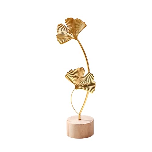 AINIUNIU Ornements de Feuilles de Ginkgo Dorées, Ginkgo Feuille Sculpture en Métal, Sculpture de Décoration de Bureau Moderne et Créative pour Bureau,...