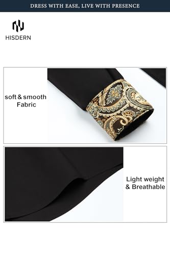 Image of HISDERN Mens Business Dress Shirts Long Sleeve Casual Button Down Shirt Formal Inner Collar Contrast Shirt for Men Wedding