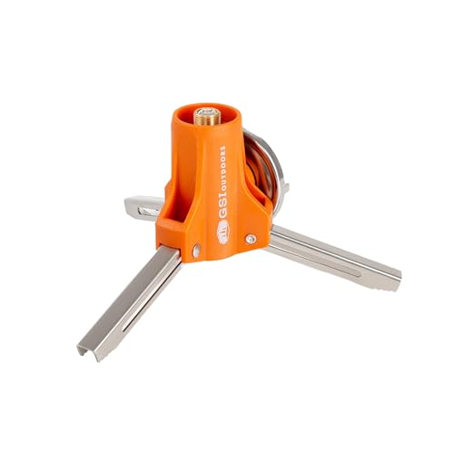 GSI Outdoors Butane-Isobutane Adapter with Folding Legs, Compact Stainless Steel, Nylon, Brass Design for Canister Stoves
